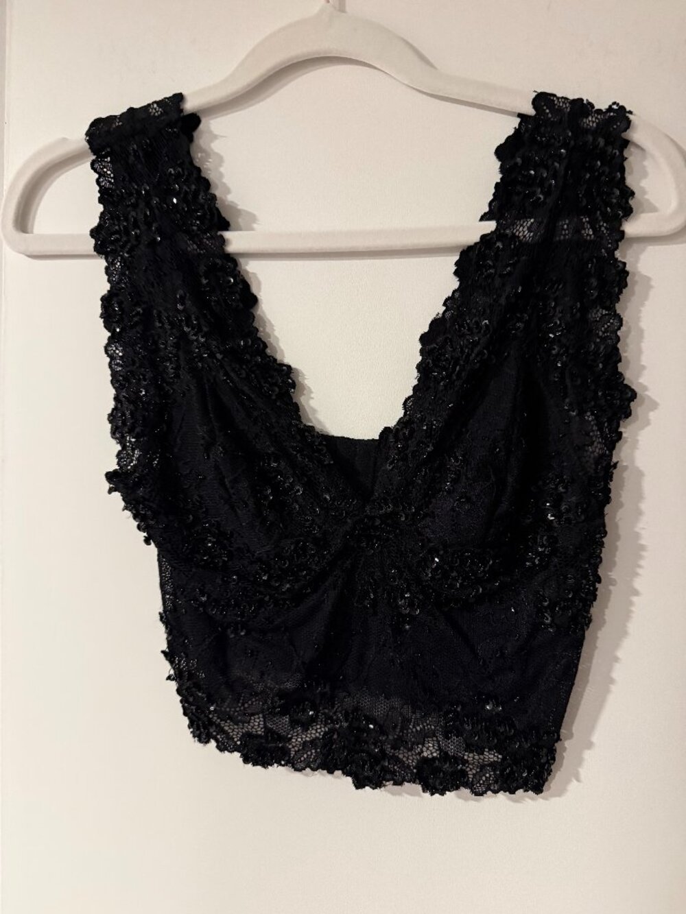 Bebe sequin crop top black size XS